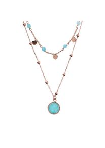 BRONZALLURE Alba necklace - WSBZ01793.AZ - made of bronze (rose gold-plated) and 1 amazonite