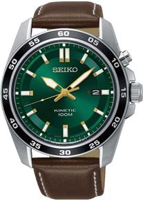 Seiko 5 Sports Kinetic 42mm - SKA791P1 - Mens watch with green dial and calfskin strap