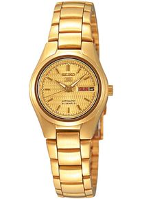 Seiko 5 Sports 24mm - SYMC18K1 - Ladies' watch with yellow gold-colored dial and stainless steel bracelet
