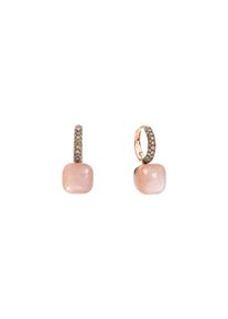Pomellato Nudo Chocolate Classic dangle earrings - POB4010-O6BKR-BRADL - in 750 rose gold and 750 white gold with 2 moonstones and 56 diamonds
