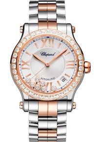 Chopard Happy Sport Medium Automatic 36mm - 278559-6025 - Ladies watch with diamonds, silver dial and stainless steel bracelet