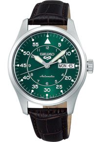 Seiko 5 Sports 36mm - SRPJ89K1 - Ladies' watch with green dial and leather strap