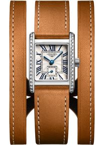 Longines Mini DolceVita Quartz 21.5 x 29mm - L5.200.0.71.0 - Ladies' watch with diamonds, silver-colored dial and nappa leather strap