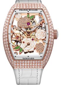 Franck Muller Vanguard Rose Skeleton 42,3 x 32mm - V-32-S6-SQT-ROSE-D-CD-2RO-(BC)-5N - Ladies' watch with diamonds, multicolored dial