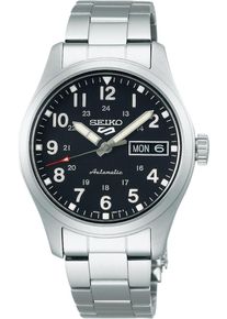 Seiko 5 Sports 36mm - SRPJ81K1 - Ladies' watch with black dial and stainless steel bracelet