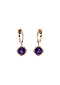 Amethyst earrings 2x 0.875 ct with 62 diamonds 2x 0.065 ct, G/VS1 in 750 rose gold