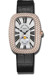 Franck Muller Galet Moonphase 44 x 34.1mm - 3000-M-SC-AT-FO-L-R-D3-5N - Wrist watch with diamonds, silver-colored dial and alligator leather
