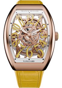 Franck Muller Vanguard Skeleton Slim 46.3 x 35mm - V35SATSQT5NJA - Ladies watch with multicolor dial and alligator leather strap