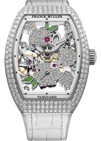 Franck Muller Vanguard Rose Skeleton 42,3 x 32mm - V-32-S6-SQT-ROSE-D-MVT-D-(BC)-OG - Ladies' watch with diamonds, multicolored dial
