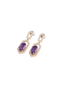 Ponte Vecchio Gioielli Butterfly stud earrings - CO1570AMWR - in 750 rose gold and white gold with diamonds (0.69 carat) and 1 amethyst