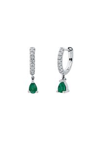 Emerald earrings 2x 0.125 ct with 16 diamonds 2x 0.06 ct, G/SI1 in 750 white gold