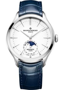 Baume & Mercier Baumatic Moonphase 42mm - M0A10549 - Mens white dial watch with alligator leather strap