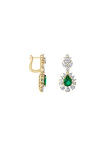 Emerald earrings 2x 0.98 ct with 40 diamonds 2x 1.31 ct in 750 yellow gold