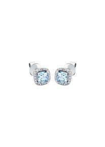 Aquamarine stud earrings 2x 0.56 ct with 40 diamonds 2x 0.08 ct, G/SI1 in 750 white gold