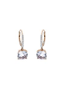 Amethyst earrings 2x 1.995 cts with 14 diamonds 2x 0.07 cts, G/SI1 in 750 rose gold
