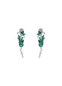 Bicolour emerald stud earrings 2x 1.39 cts with 72 diamonds 2x 0.46 cts, H/SI1 in 750 white gold and yellow gold
