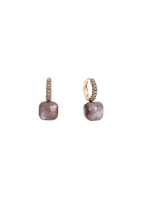 Pomellato Nudo Chocolate Classic dangle earrings - POB4010-O6BKR-BRADD - in 750 rose gold and 750 white gold with 2 moonstones and 56 diamonds