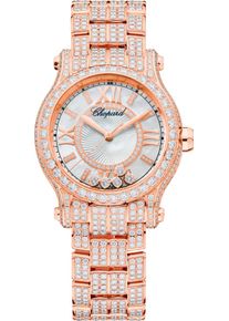 Chopard Happy Sport Mini Automatic 30mm - 274302-5004 - Ladies watch with diamonds, mother of pearl dial and rose gold bracelet
