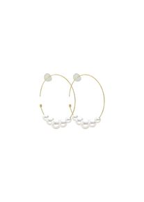 Freshwater pearl hoop earrings in 750 Yellow gold