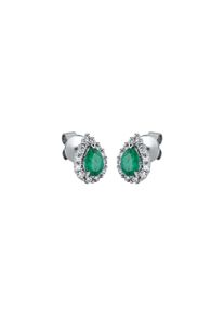 Emerald stud earrings 2x 0.365 ct with 26 diamonds 2x 0.22 ct, G/SI1 in 750 white gold