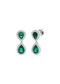 Emerald earrings 2x 0.9 ct with 64 diamonds 2x 0.32 ct, G/SI1 in 750 white gold