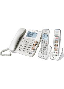geemarc Senior 295 Pack schnurgebundenes Seniorentelefon Anrufbeantworter Foto-Tasten Mobilteil analog wei&szlig;
