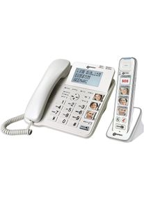 geemarc AMPLIDECT COMBI-PHOTO 295 schnurgebundenes Seniorentelefon Anrufbeantworter Freisprechen Foto-Tasten beleuchtetes Display wei&szlig;