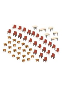 Tafels en stoelen 1:87 Faller 180438, 7 tafels en 48 stoelen