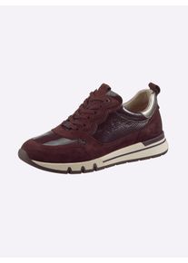 Caprice Dames Sneaker met elastiek opzij in bordeaux ,maat 40, Witt, 50% Lakleer, 40% Suède, 10% Glad leer