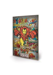Iron Man - Holz-Print Retro