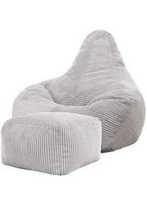 I.C.O.N. icon Sitzsack Dalton mit Hocker , Grau , Textil , 200 L , Freiform , 90x73x84 cm , Hergestellt in Deutschland, Oeko-Tex® Standard 100, Reach , Wohnzimmer, Hocker, Sitzsäcke, XXL Sitzsäcke