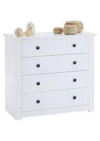 CARO-Möbel CARO-Möbel Kommode Paulo , Weiß , Holz , Kiefer , Vintage , 80x74x40 cm , Wohnzimmer, Kommoden & Sideboards, Kommoden