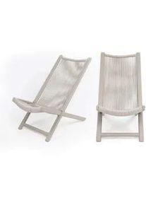 Mobili Rebecca Garten-Relaxsessel Grau 48/90/79 cm 2er Set , Metall , 48x79x90 cm , Gartenmöbel, Gartenstühle, Gartenklappstühle