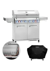 Taino Gasgrill Platinum Yamara 6+2 + Haube , Silberfarben , Metall , 159x117x55 cm , Grills & Outdoor-Küchen, Gasgrills