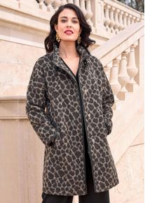 Kurzmantel in schwarz / braun / gemustert - Alba Moda