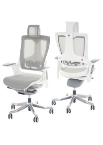Bürostuhl MERRYFAIR Wau 2, Schreibtischstuhl Drehstuhl, Polster/Netz, ergonomisch ~ weiß-grau