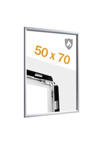 1 Cornice a scatto antincendio 50 x 70 con certificazione B-s1, d0 senza foglio di copertura | argento, alluminio