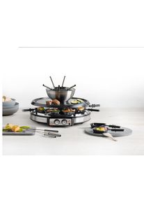 Severin Raclette Und Fondue-Set »Rg 2348«, 8 St. Raclettepfännchen, 1900 W schwarz, praktische 2-in-1-Kombination aus Raclette und Fondue