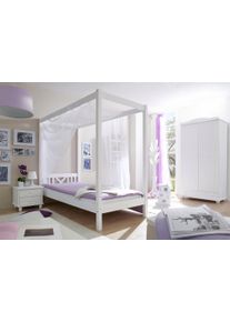 Ticaa Himmelbett »Laluna« weiß, Größe Liegefläche B/L: 90 cm x 200 cm , Himmelbett