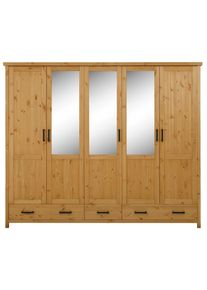 Home Affaire Drehtürenschrank »Adriana«, Aus Massivholz beige, Größe B/H/T: 244 cm x 202 cm x 58 cm B/H/T: 244 cm x 202 cm x 58 cm , Home Affaire –...