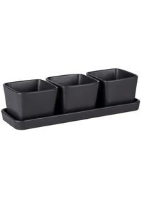 Wenko Dipschale »Snack & Dip«, 3 Tlg., Aus Keramik, 0,3l. Inklusive Tablett schwarz, Größe H/L: 7 cm x 30,5 cm H/L: 7 cm x 30,5 cm , Snack- &...