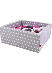 KNORRTOYS® Bällebad »Soft, Grey White Dots«, Eckig Mit 100 Bällen Creme/Grey/Rose; Made In Europe grau, Eckiges Bällebad aus kuschelweichem...