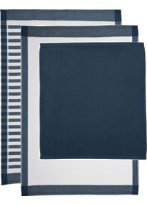 Ross Geschirrtuch »Superior«, (Set, 3 Tlg., 2x Geschirrtuch 50X70 Cm + 1x Küchenfrottiertuch 50X50 Cm), Küchentuchset blau 3 tlg. Baumwolle,...