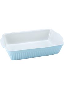 Creatable Auflaufform »Pastell Kitchen«, Steinzeug, (1 St.), Klassisches Streifenrelief, Umlaufender Kantenschutz, Pastellfarben blau, Größe B/L/T:...