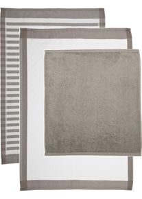 Ross Geschirrtuch »Superior«, (Set, 3 Tlg., 2x Geschirrtuch 50X70 Cm + 1x Küchenfrottiertuch 50X50 Cm), Küchentuchset grau 3 tlg. Baumwolle,...