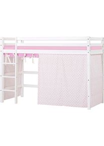 Hoppekids Hochbett »«Romantik »«, Massiv M. Vorhang Umbaubar In Einzelbett weiß, Größe Liegefläche B/L: 90 cm x 200 cm , HOCHBETT FÜR KINDER: ECO...