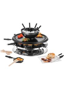 Unold Elektro Unold Raclette Und Fondue-Set »Multi 4 In 1 - 48726«, 8 St. Raclettepfännchen, 1300 W schwarz, Raclette, Fondue, Heißer Stein und Grill