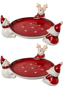 Creativ Home Gebäckteller »Weihnachtsdeko «, (Set, 2 Tlg.), Mit Weihnachtsfiguren, Ø Ca. 16 Cm rot, Größe Ø 16 cm Ø 16 cm , Schöne Dekoschalen im...