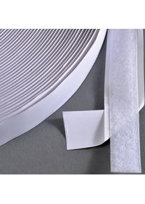 Banda de sujeción por contacto, autoadhesiva, bucle (rollo con 25 m) 16 mm | blanco, nylon|poliéster