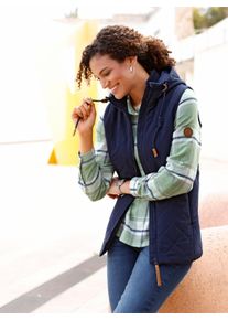 Damen Steppweste mit Strickstehkragen, Microfaser in marine ,Größe 36, WITT, 100% Polyester. Wattierung: 100% Polyester